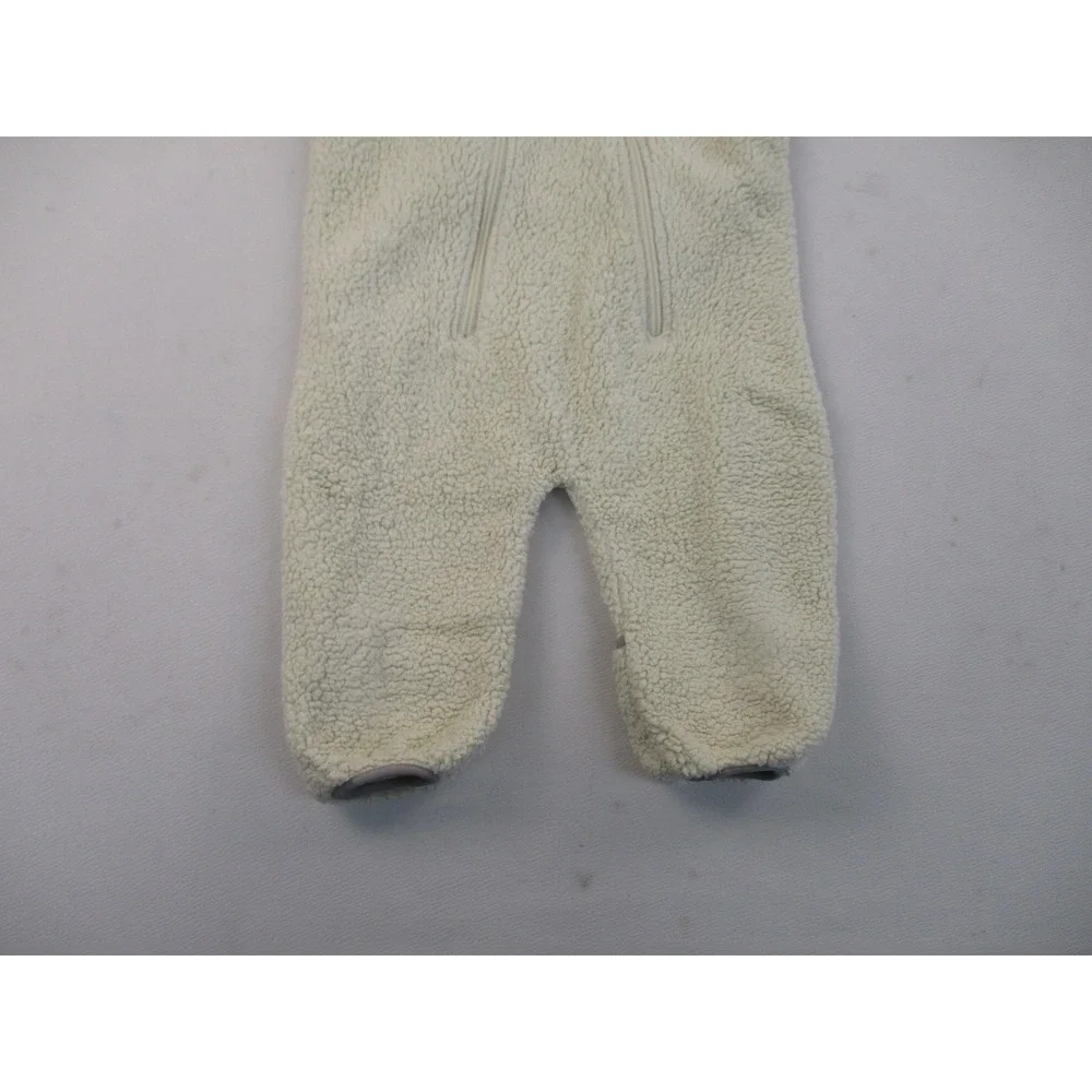 LL Bean Fleece Bunting Unisex 3-6M Cream Hi-Pile Sherpa Bear Ear Hood 244704